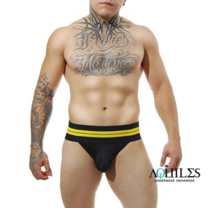 SUSPENSORIO DE ELÁSTICO ANCHO NEGRO CON AMARILLO