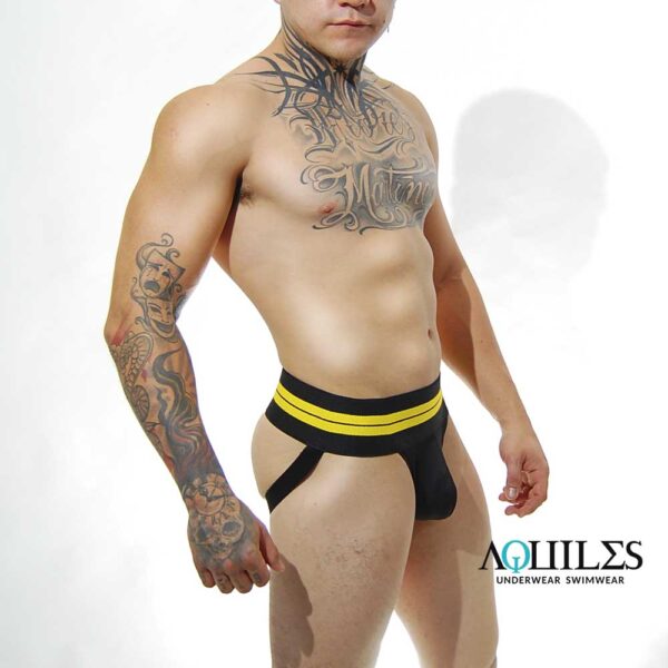 SUSPENSORIO DE ELÁSTICO ANCHO NEGRO CON AMARILLO - Imagen 2