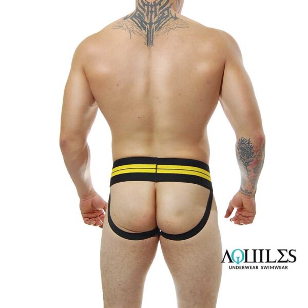 SUSPENSORIO DE ELÁSTICO ANCHO NEGRO CON AMARILLO - Imagen 3
