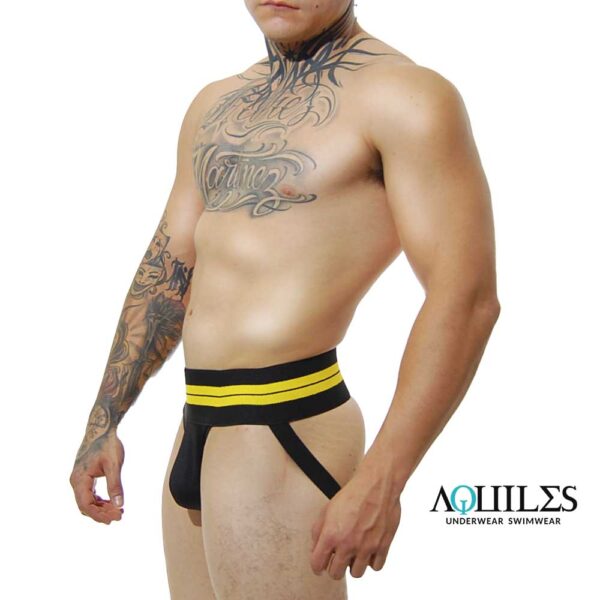 SUSPENSORIO DE ELÁSTICO ANCHO NEGRO CON AMARILLO - Imagen 4